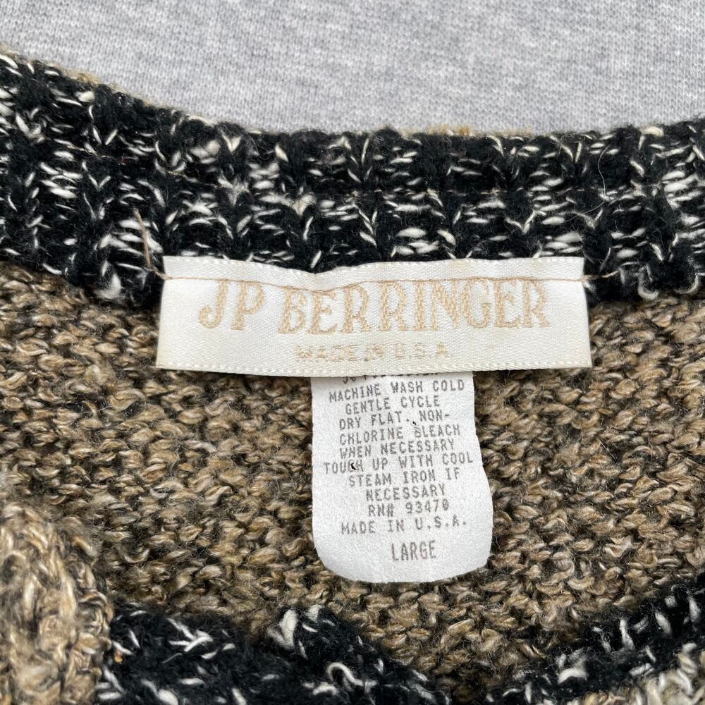 Vintage JP Berringer Cardigan Sweater Womens L Colorblock Button-Front Grandpa - Picture 4 of 16